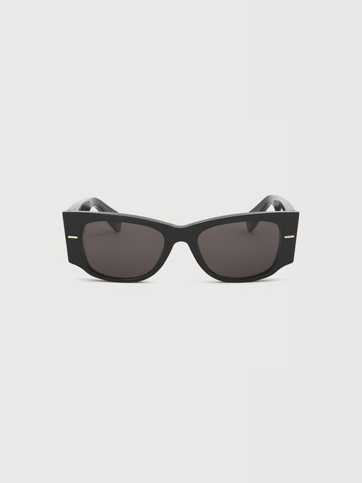 Black acetate wide-temple sunglasses - Optical