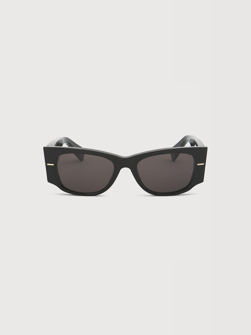 Black acetate wide-temple sunglasses, Image 1