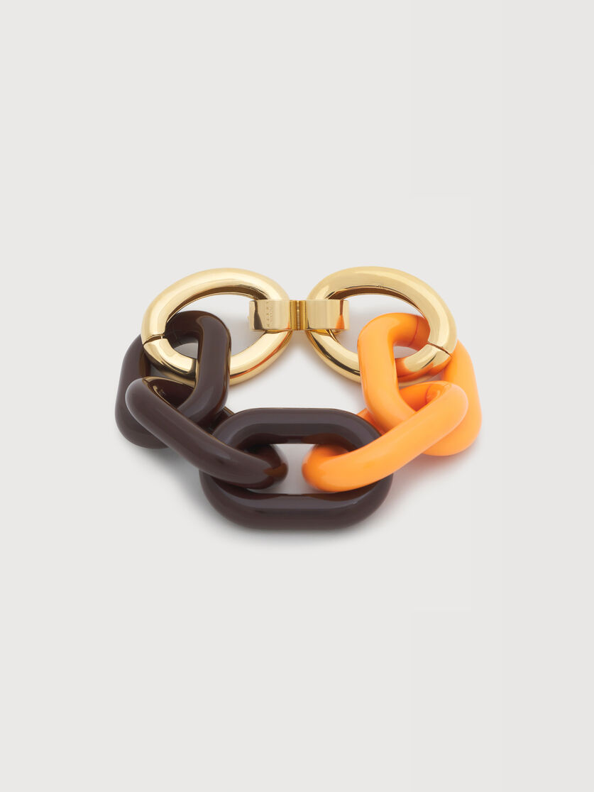 Orange and brown resin chain bracelet, Image 1