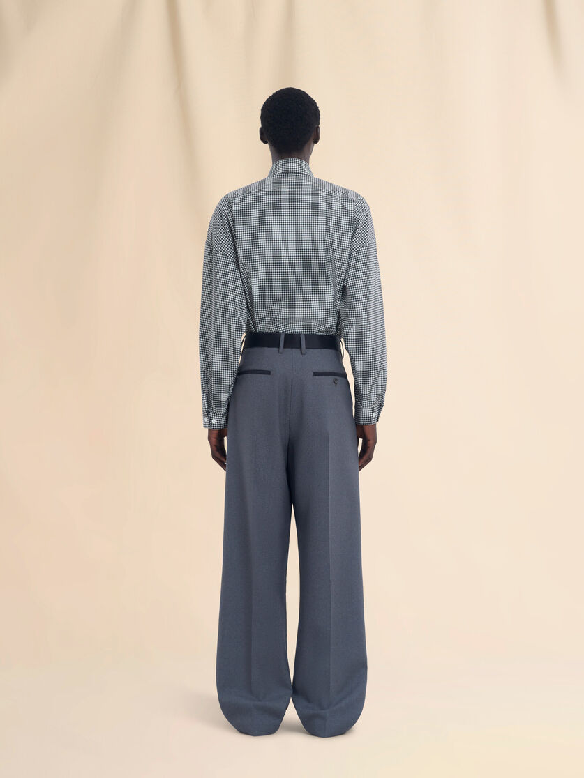 Grey tropical wool trousers with contrasting waistband - Pants - Image 3