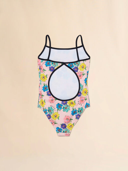 Pink swimsuit with Dessert Flower print - kids
