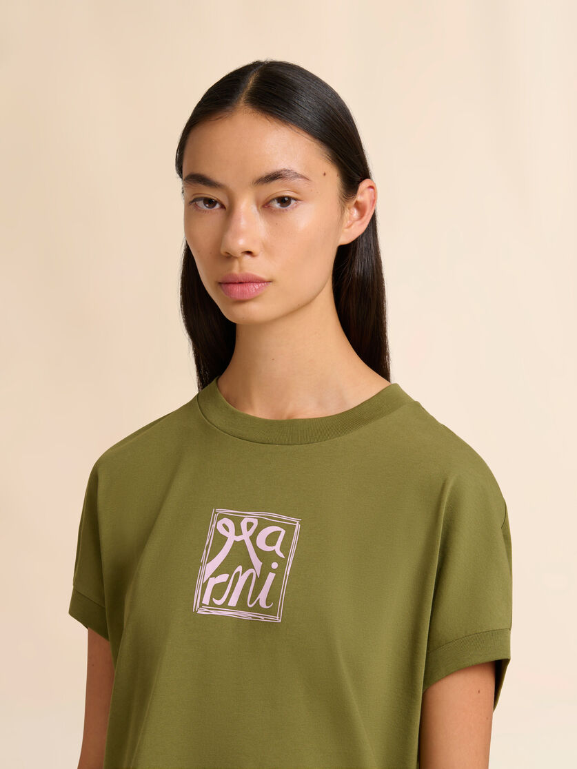 Marni Frameロゴ グリーン コットンコクーンTシャツ, Image 4