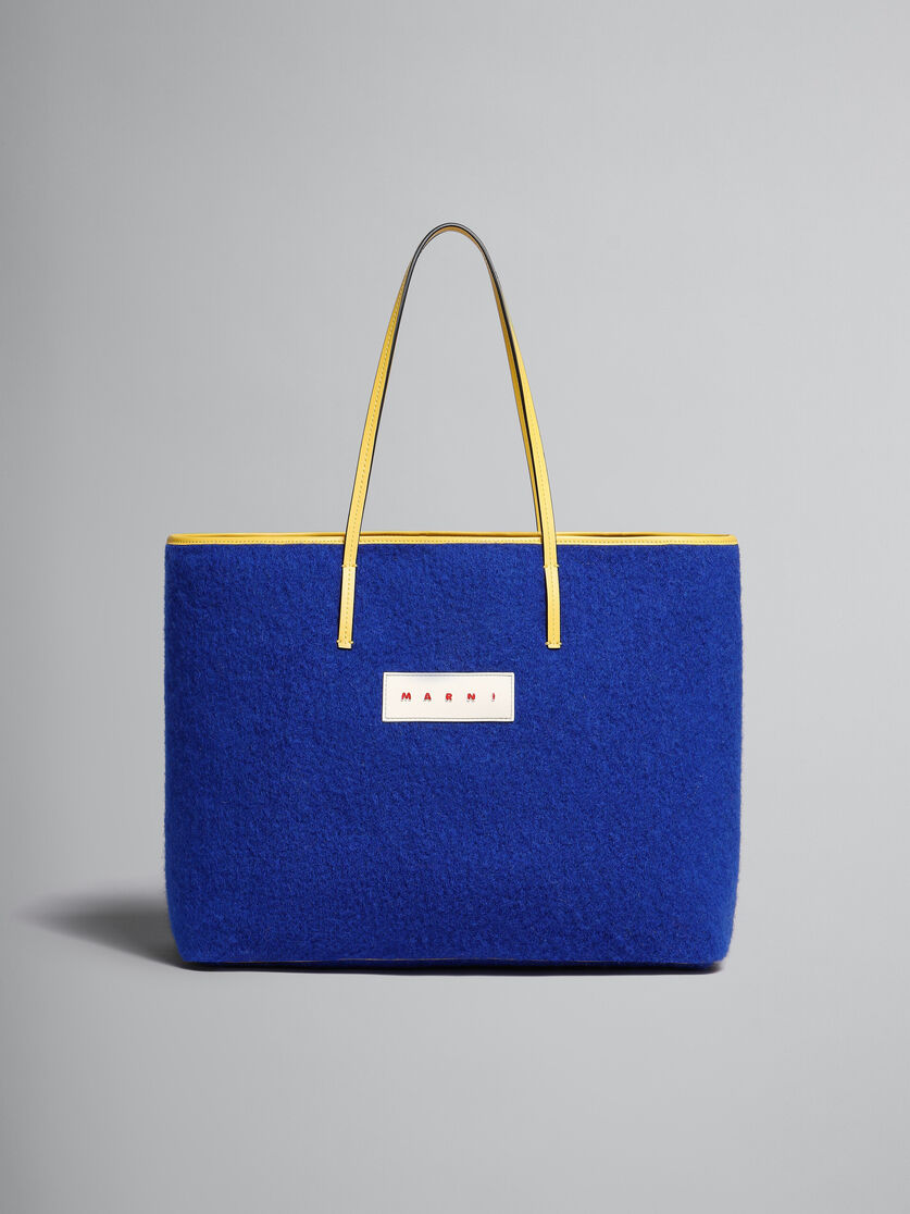 Small reversible Janus Shopping Bag in blue felt and cotton Marni