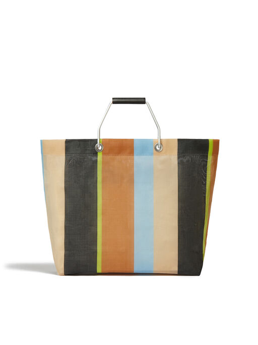 マルチブラウン MARNI MARKET STRIPE BAG - ショッピングバッグ