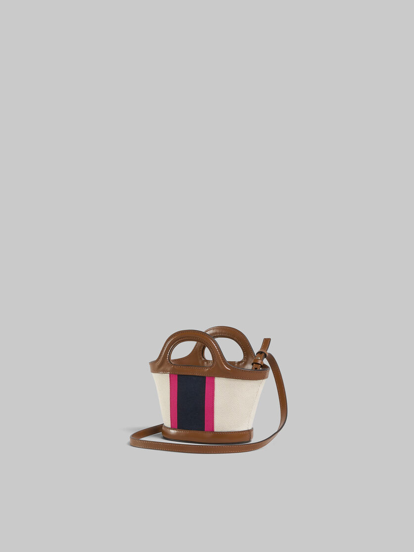 Tropicalia Micro Bag in Brown leather and striped canvas | Marni 