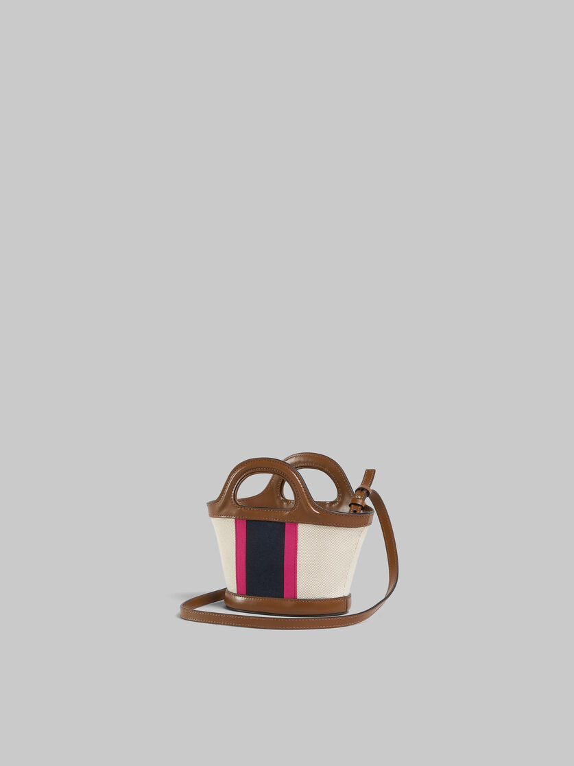 Tropicalia Micro Bag in Brown leather and striped canvas - Handbag - Image 3