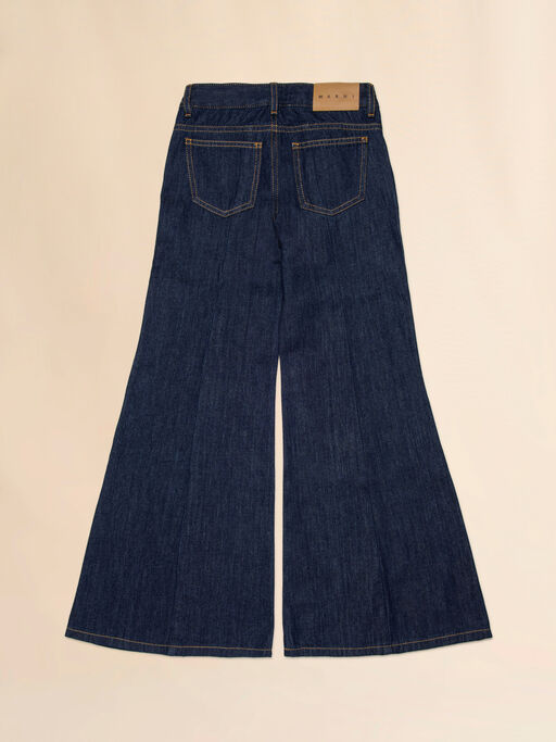 Deep blue denim jeans with tobacco stitching - Pants