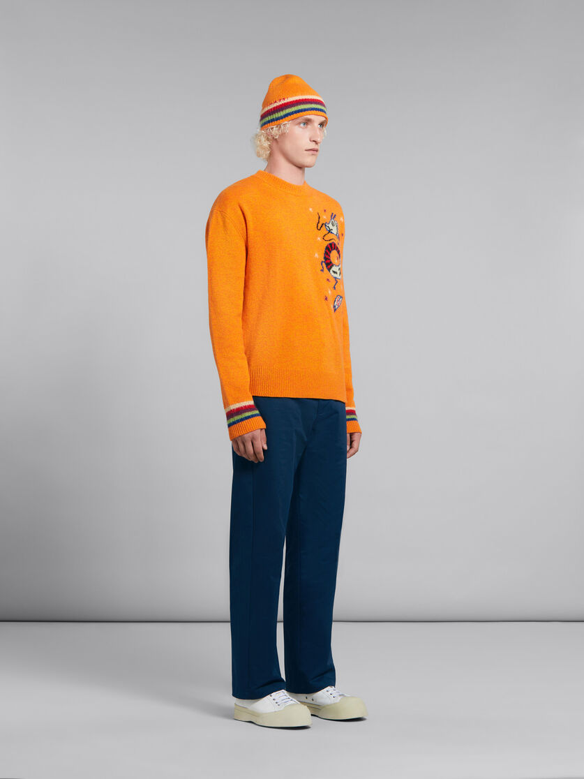 Orange wool jumper with jacquard dragon - Pullovers - Image 5