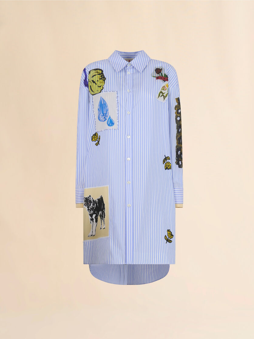 Light blue striped poplin shirt dress - Dresses - Image 1