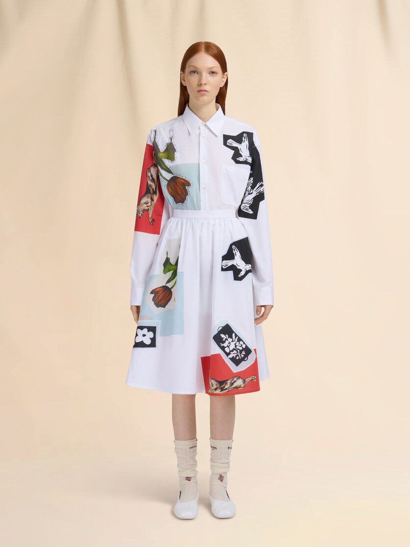 White poplin A-line skirt - Skirts - Image 2