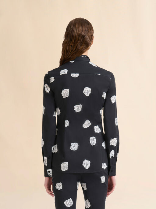 Black stretch poplin shirt with Andromeda print - Shirts