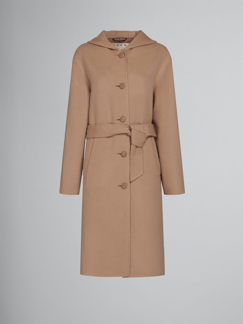 Beige wool coat with waist belt - Coats - Image 1