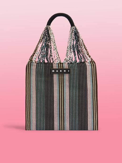 MARNI》マルニフラワーカフェ ストライプバッグ ピンクキャンディ  