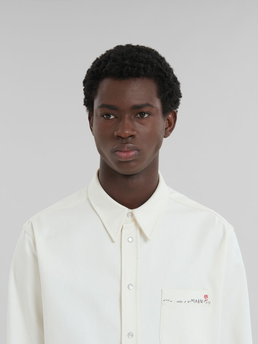 Camicia in cotone bianco con impunture Marni - Camicie - Image 4