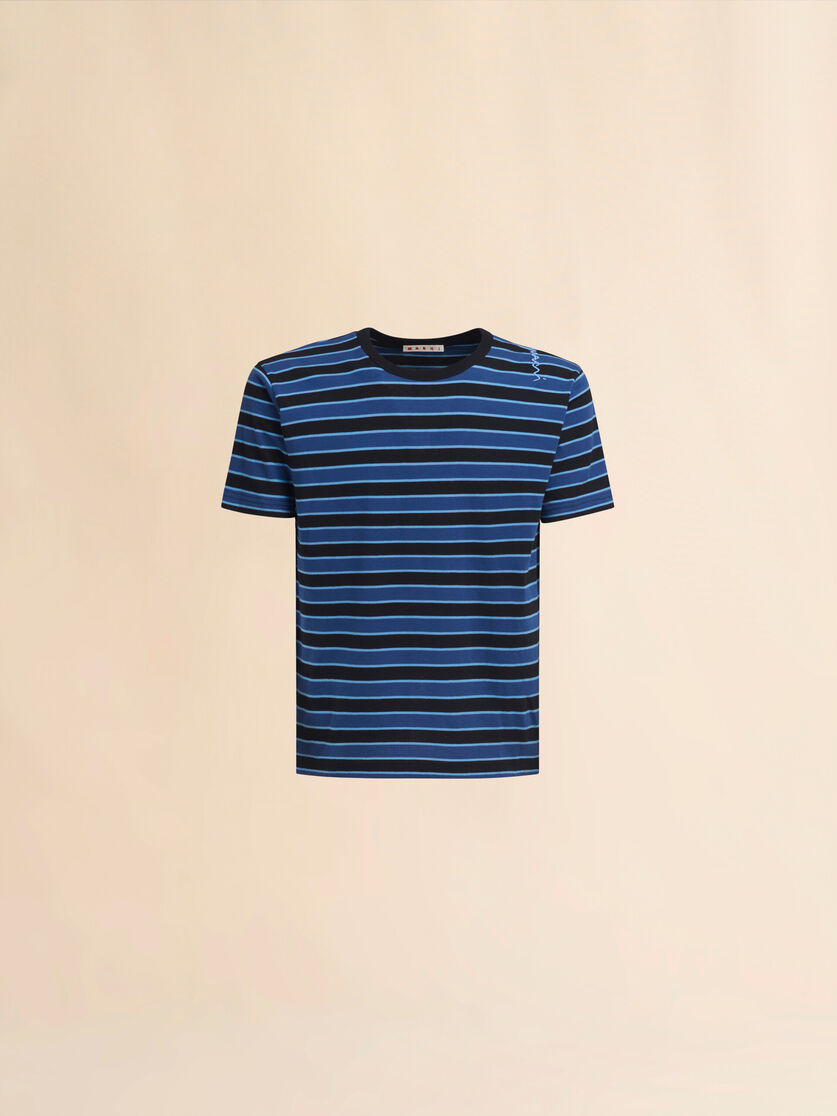 T-shirt boxy in jersey a righe blu - Camicie - Image 1