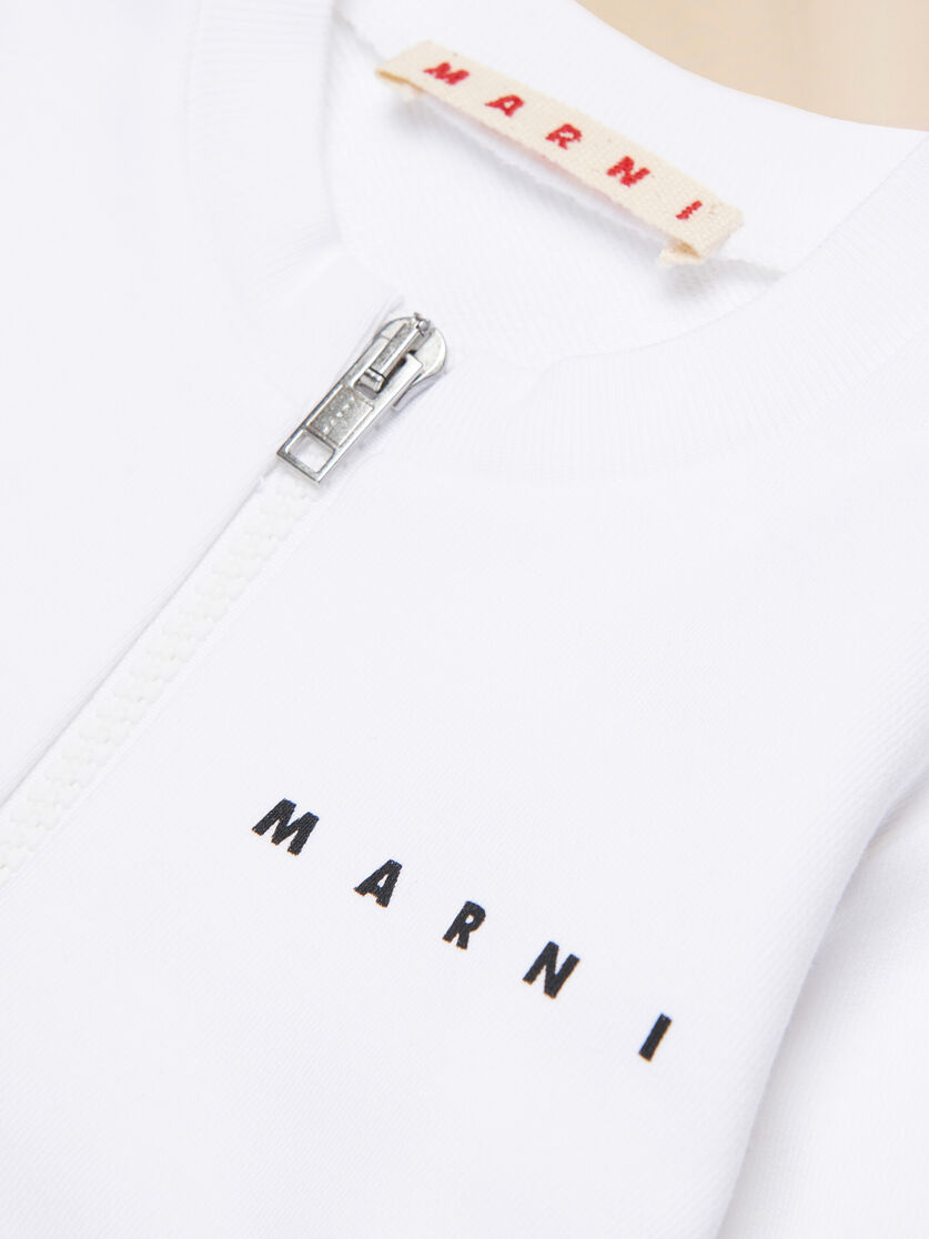 White cotton zipper sweatshirt with Marni print, Image 4
