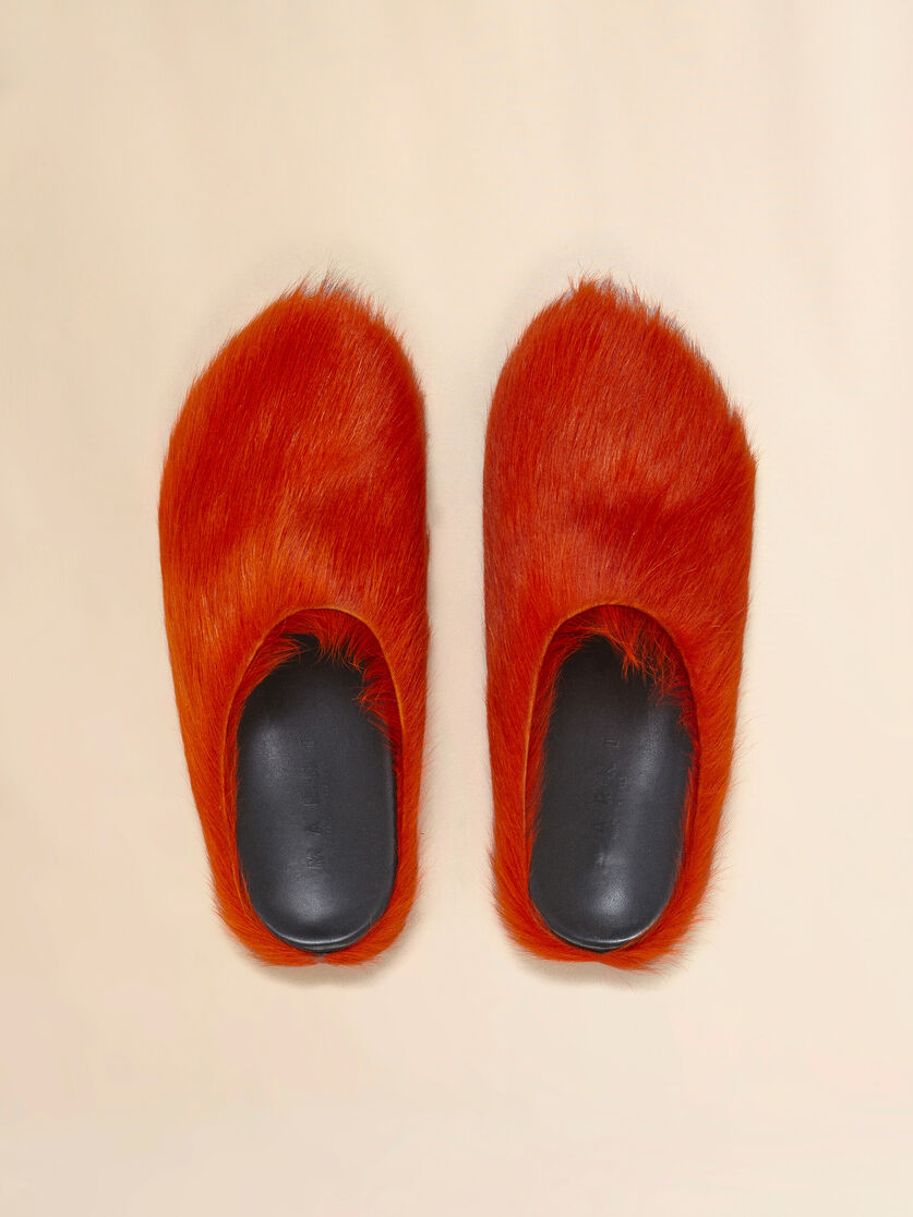 Mocasín sin talón de piel de becerro azul efecto pelo sensación de pies descalzos - Zuecos - Image 4