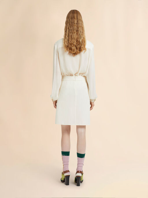 Off-white wool crêpe midi skirt - Skirts