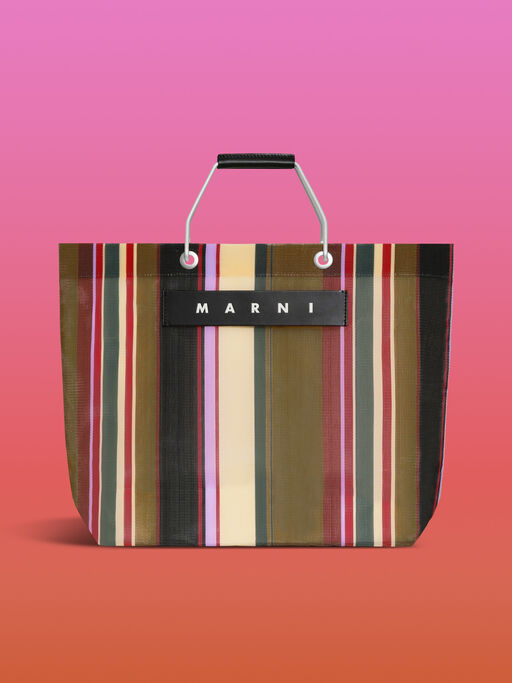 キャラメル(キャラメルブラウン) MARNI MARKET STRIPE BAG - ショッピングバッグ