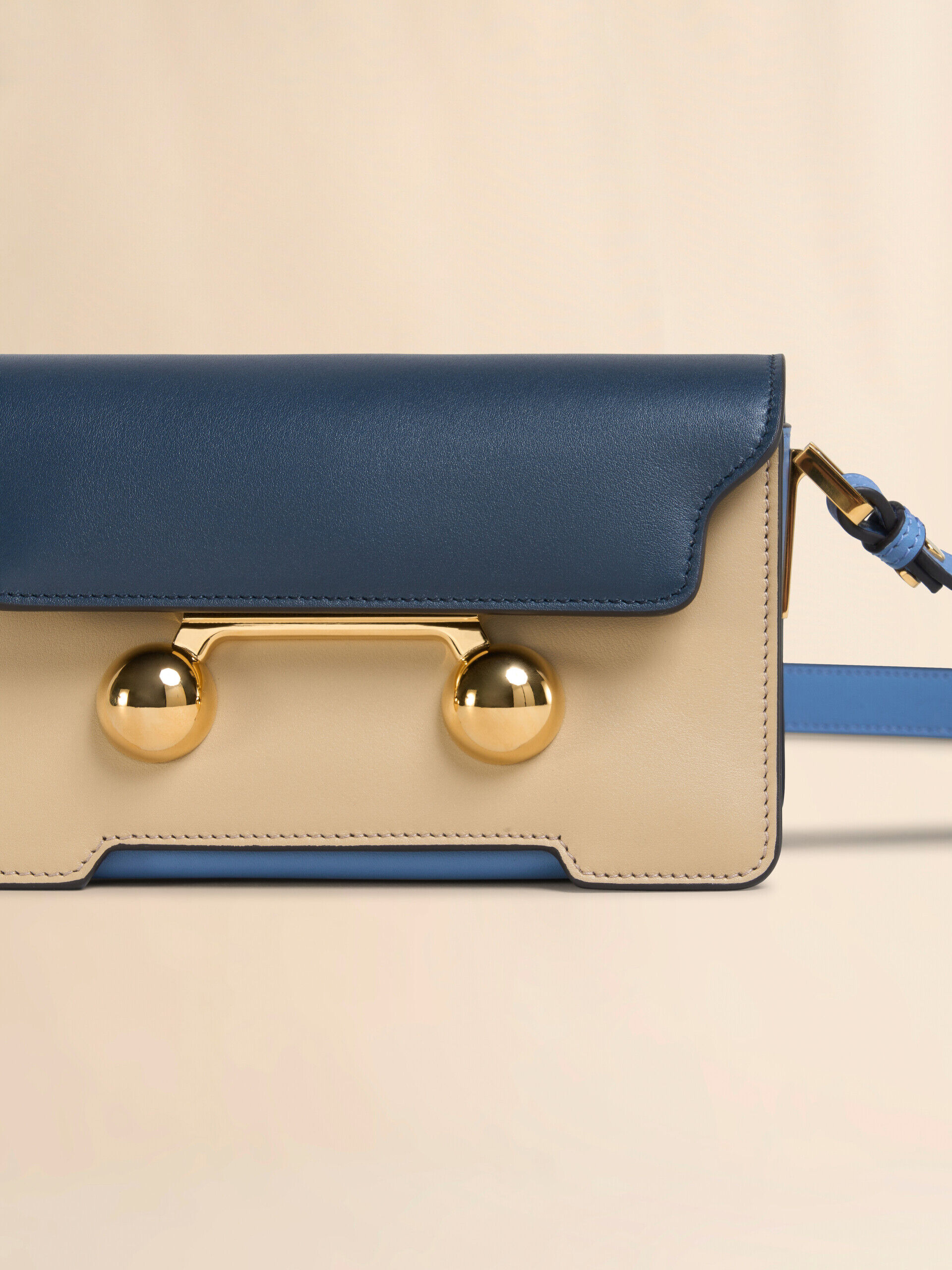 トートバッグ MARNI Women Shoulder Bags SBMP0179L1 P820100B44 Blue Blue, beige and light blue leather Trunkaroo Mini shoulder