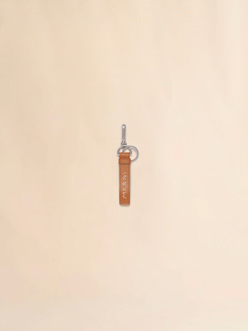 ブラウン レザー製キーリング、Marni Mending入り - キーホルダー