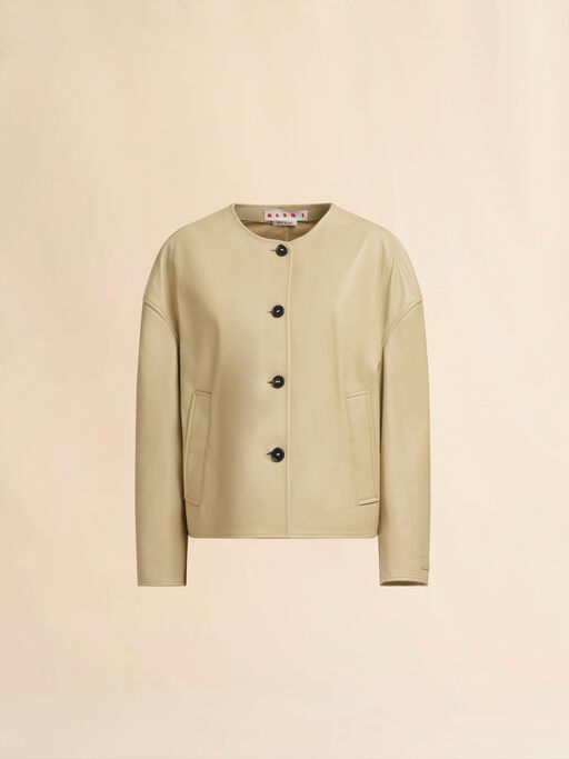 Giacca girocollo in nappa beige - Giacche