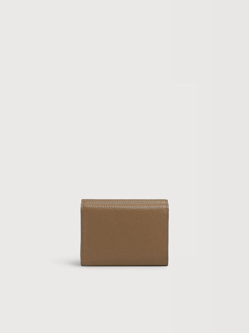 Brown leather trifold wallet with Marni Mending embroidery - Wallets