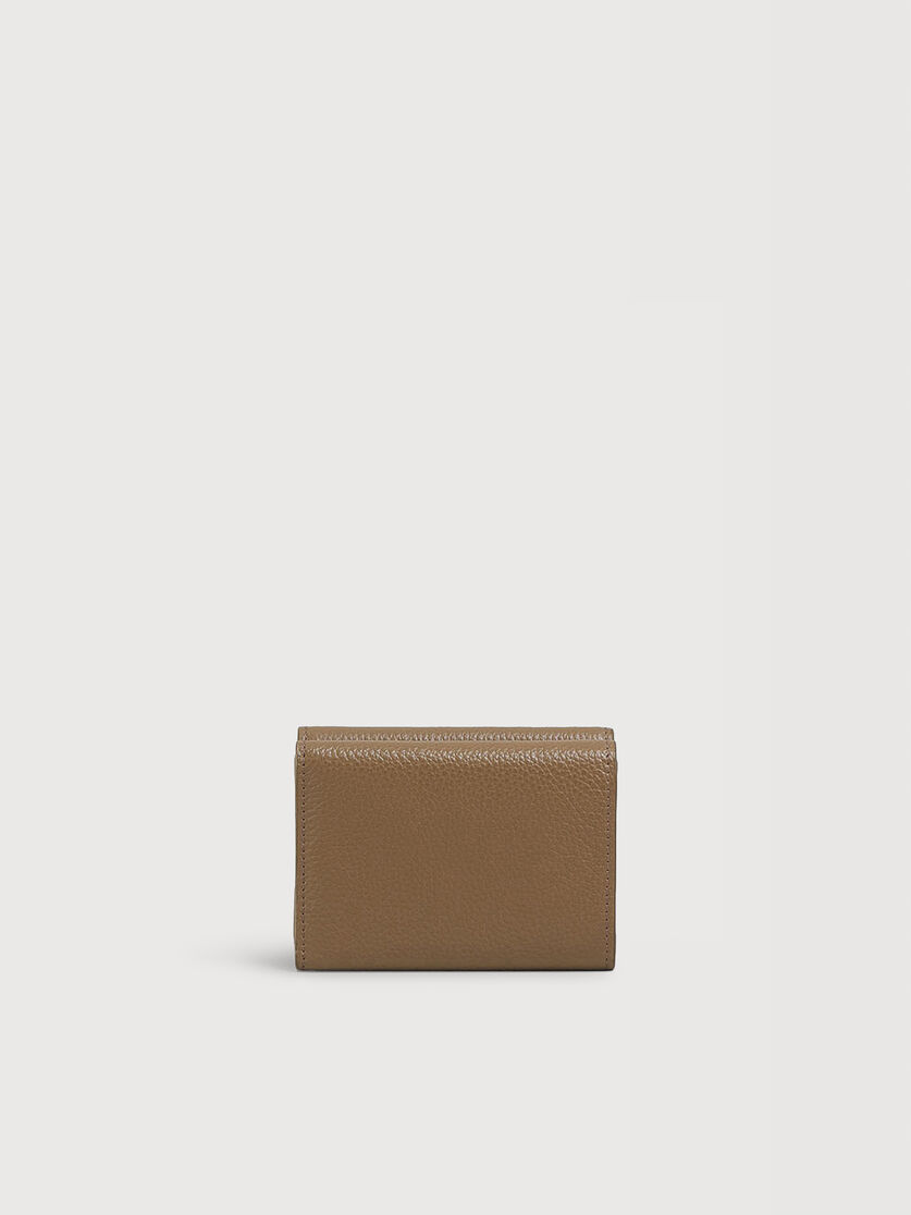 Brown leather trifold wallet with Marni Mending embroidery, Image 3