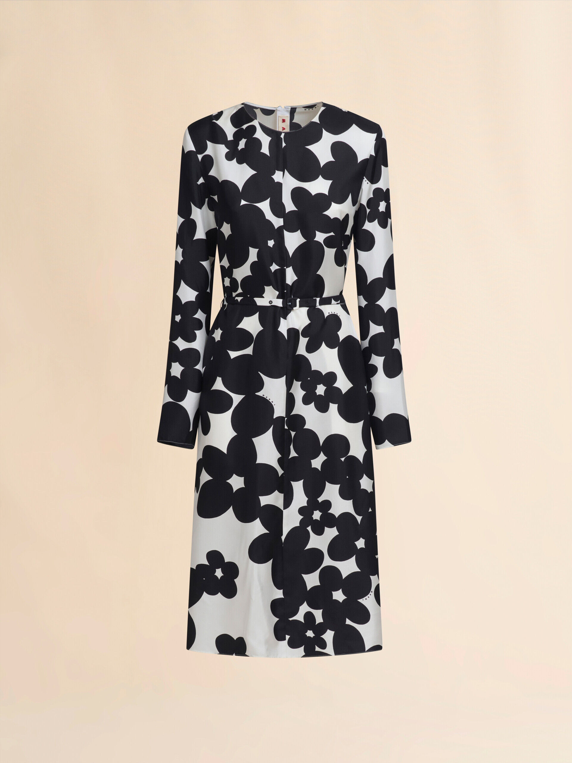 【関税送料込み】MARNI Dillies プリント シルクドレス Black and white Dilles print silk dress | Marni