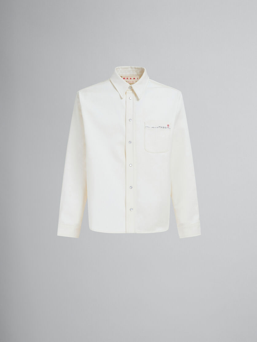 Weißes Hemd aus Drillich mit Marni-Flicken - Hemden - Image 1