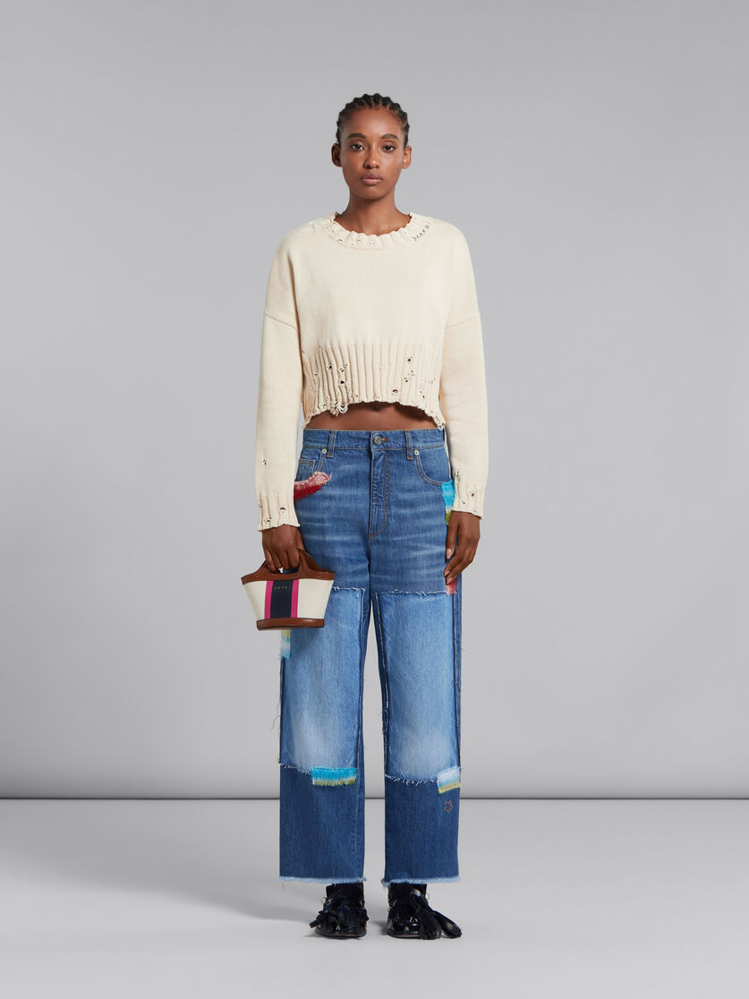 Tropicalia Micro Bag in Brown leather and striped canvas | Marni 