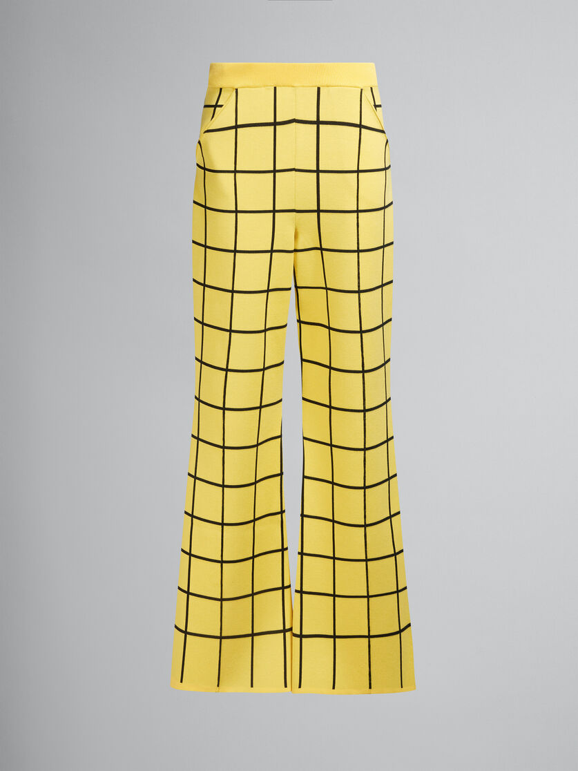Yellow checked viscose trousers - Pants - Image 1