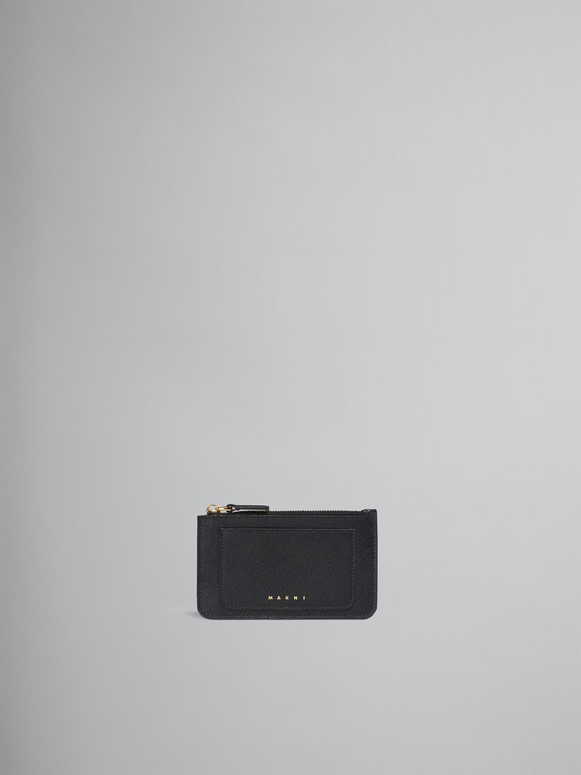 Kartenetui aus schwarzem Saffiano-Leder - Brieftaschen - Image 1