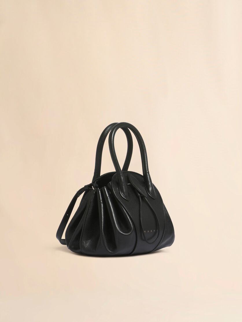 Black leather Tulipea small handbag - Shoulder Bags - Image 6