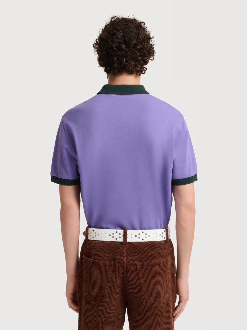 Purple piqu&eacute; polo shirt with contrast trims, Image 4