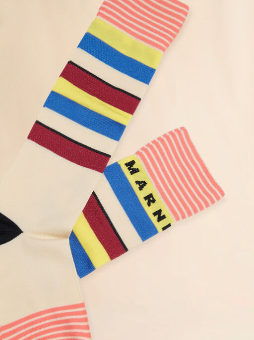 Cream nylon socks with mixed stripes - Socks