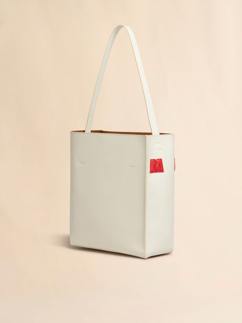 Small white leather Museo hobo bag with patches - Shopping Bags - Image 3