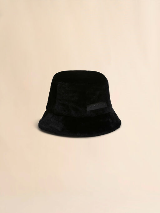 Black shaved shearling bucket hat - Hats