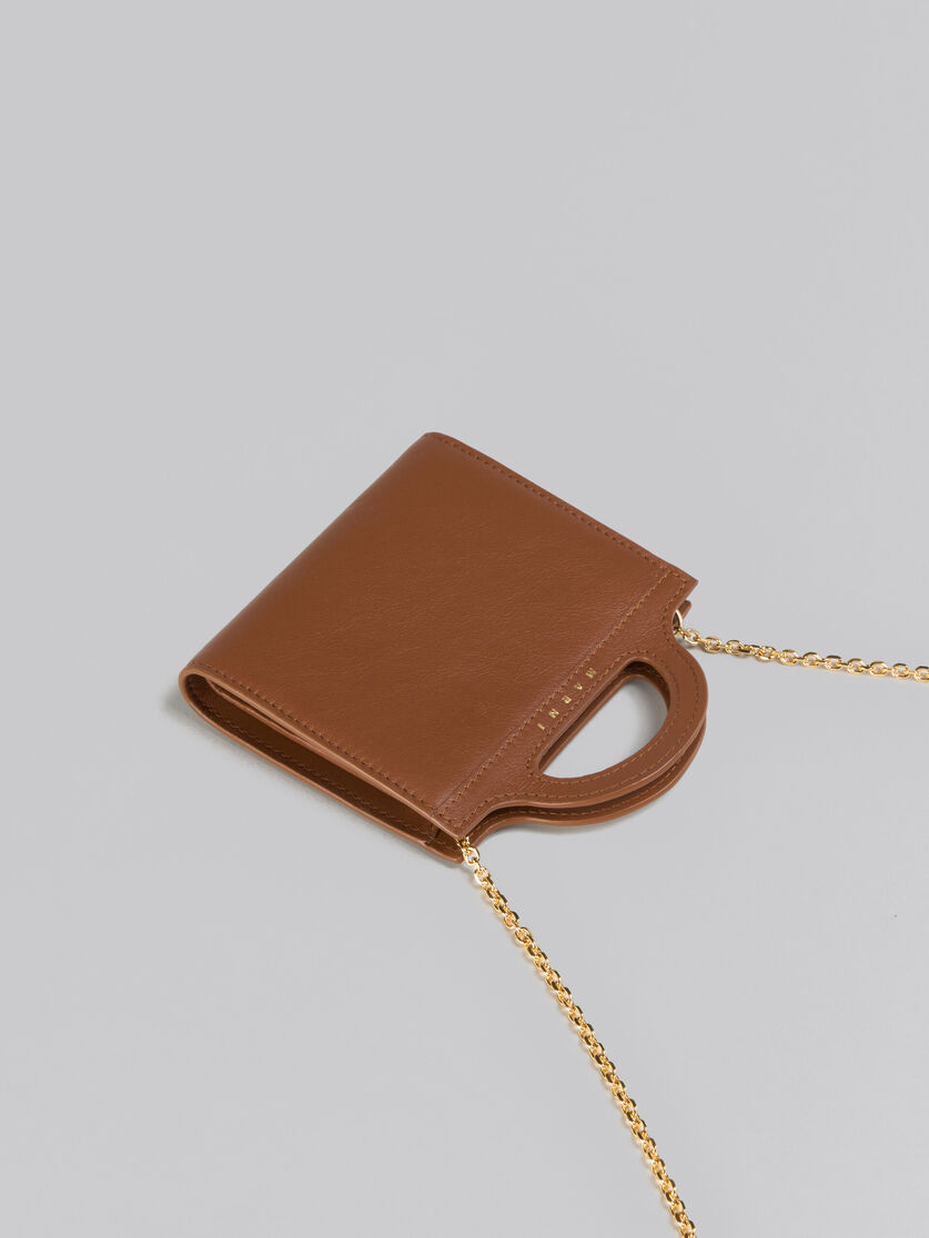 Brown leather Tropicalia wallet with chain strap | Marni