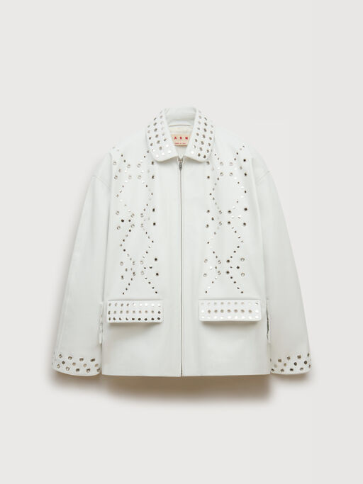 White leather jacket with studs - Jackets