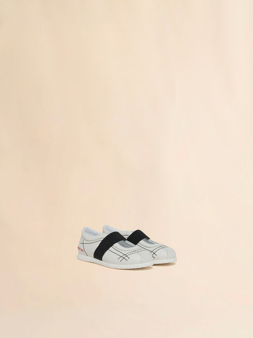 White leather low-cut sneaker with Marni Mending - Sneakers