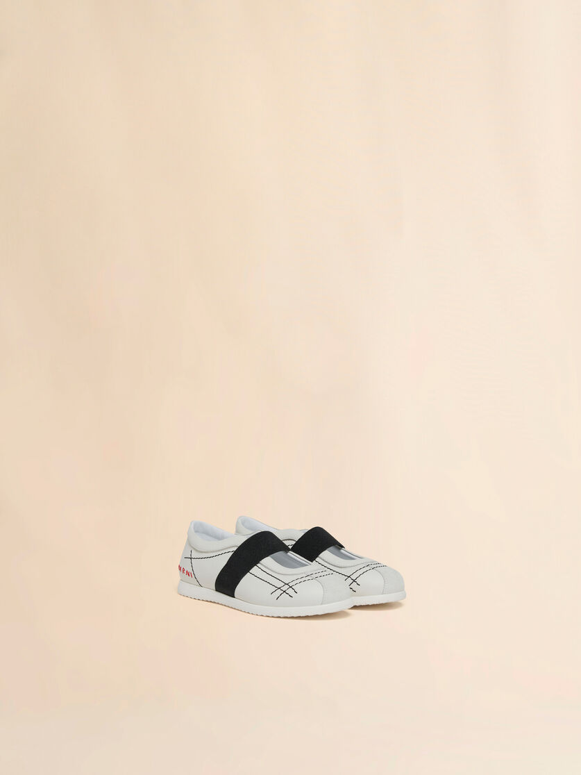 White leather low-cut sneaker with Marni Mending, Image 2