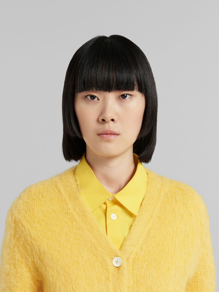 Yellow mohair V-neck cardigan - Pullovers - Image 4