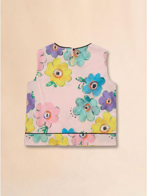 Top in cotone rosa con stampata Dessert Flower - Camicie