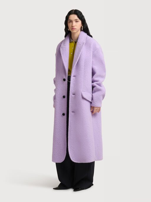 Purple wool-mohair teddy oversized coat - Coats