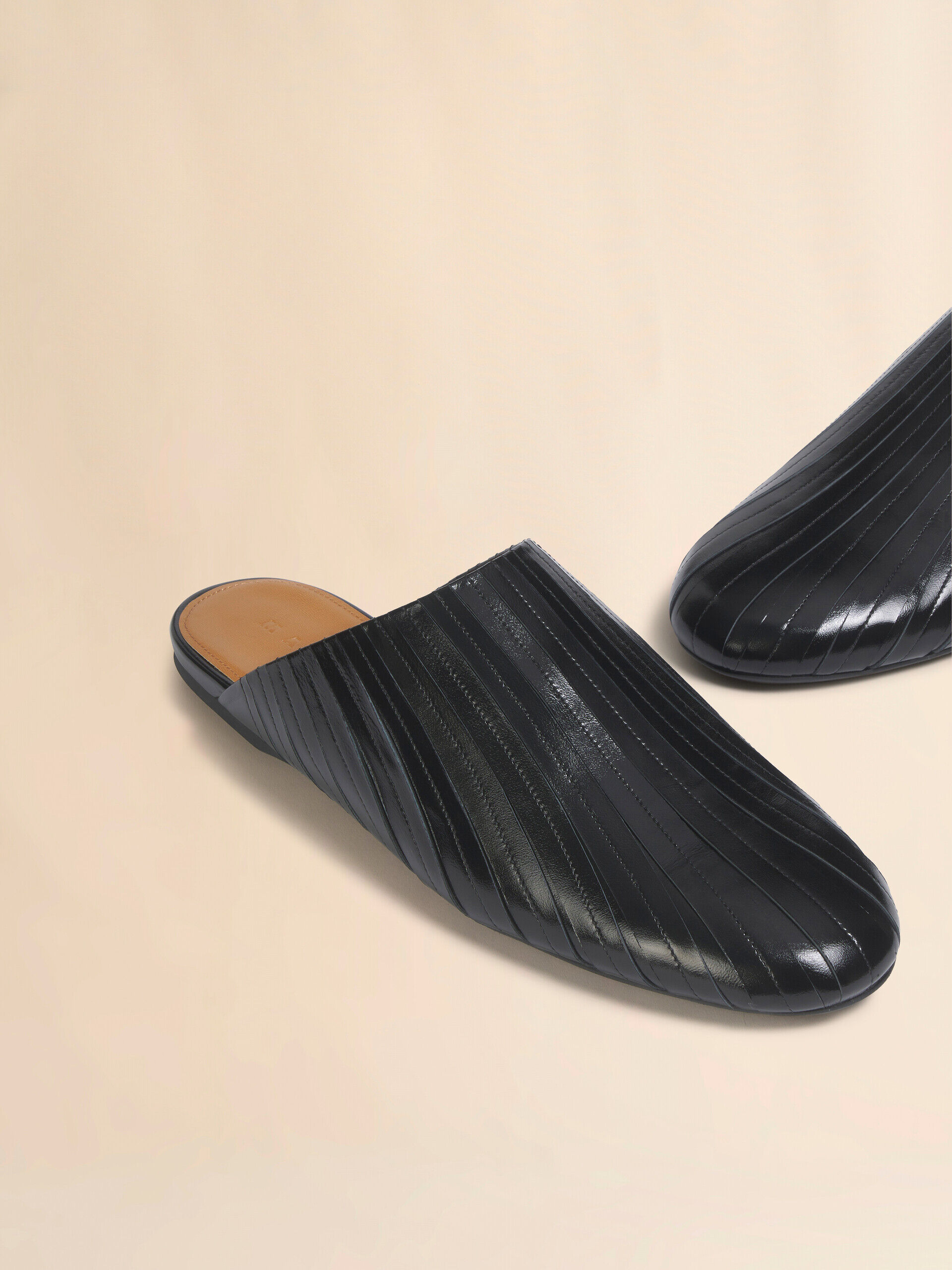 Black leather strip sabot | Marni