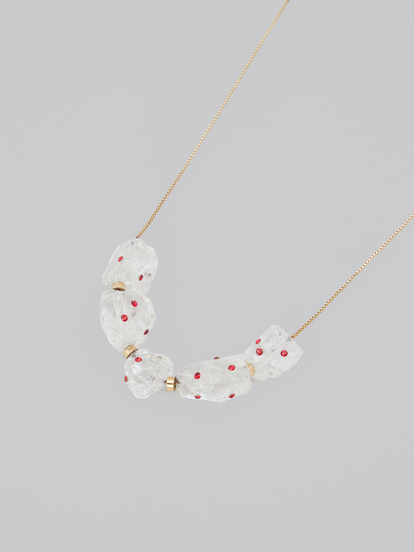 White quartz multi-stone necklace with rhinestone polka dots - Necklaces - Image 3