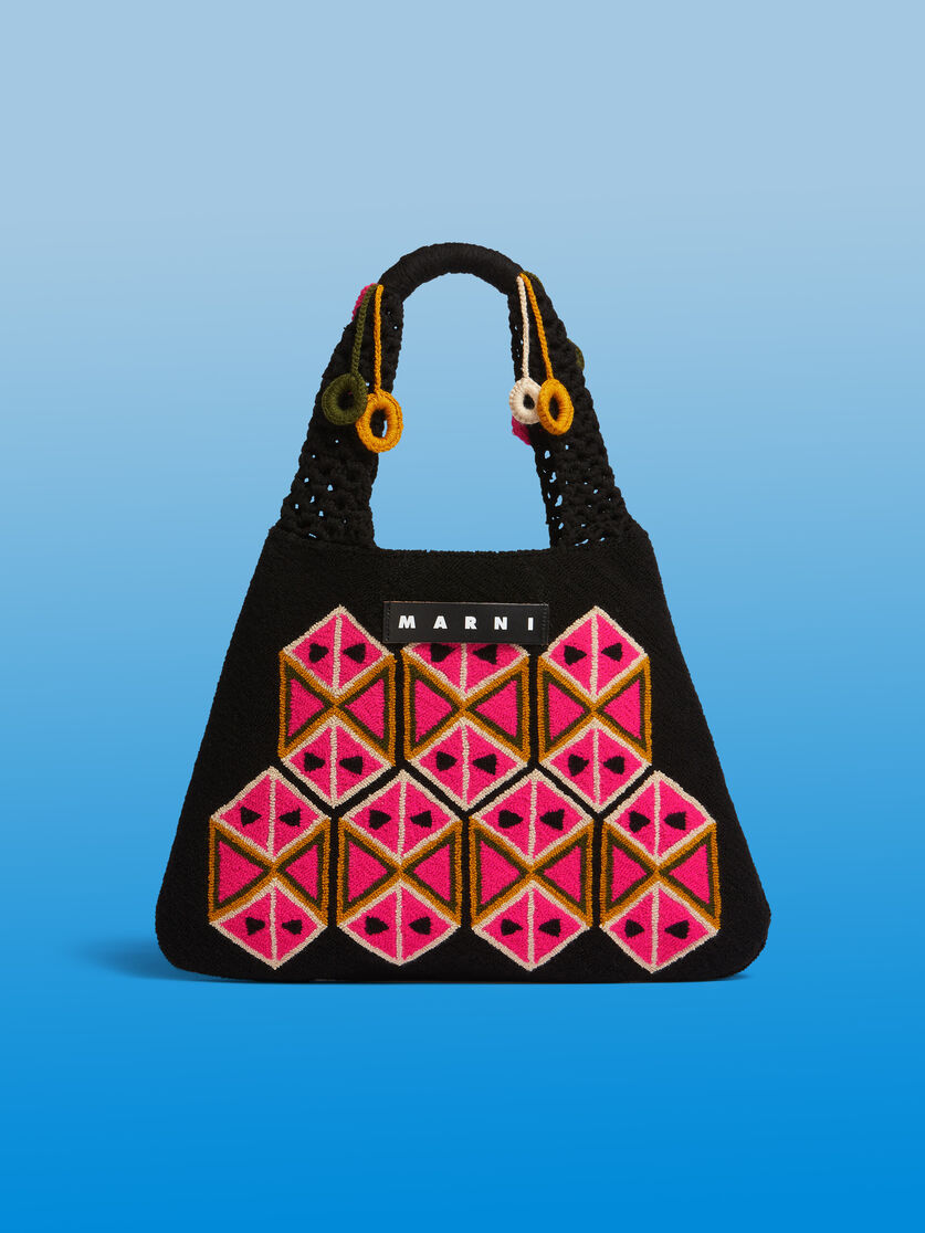 Black MARNI MARKET BELL tech wool bag - Shopping Bags - Image 1