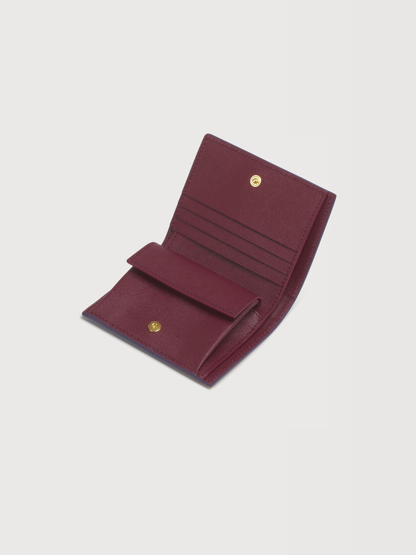Taupe, ruby and purple saffiano leather bifold wallet, Image 4