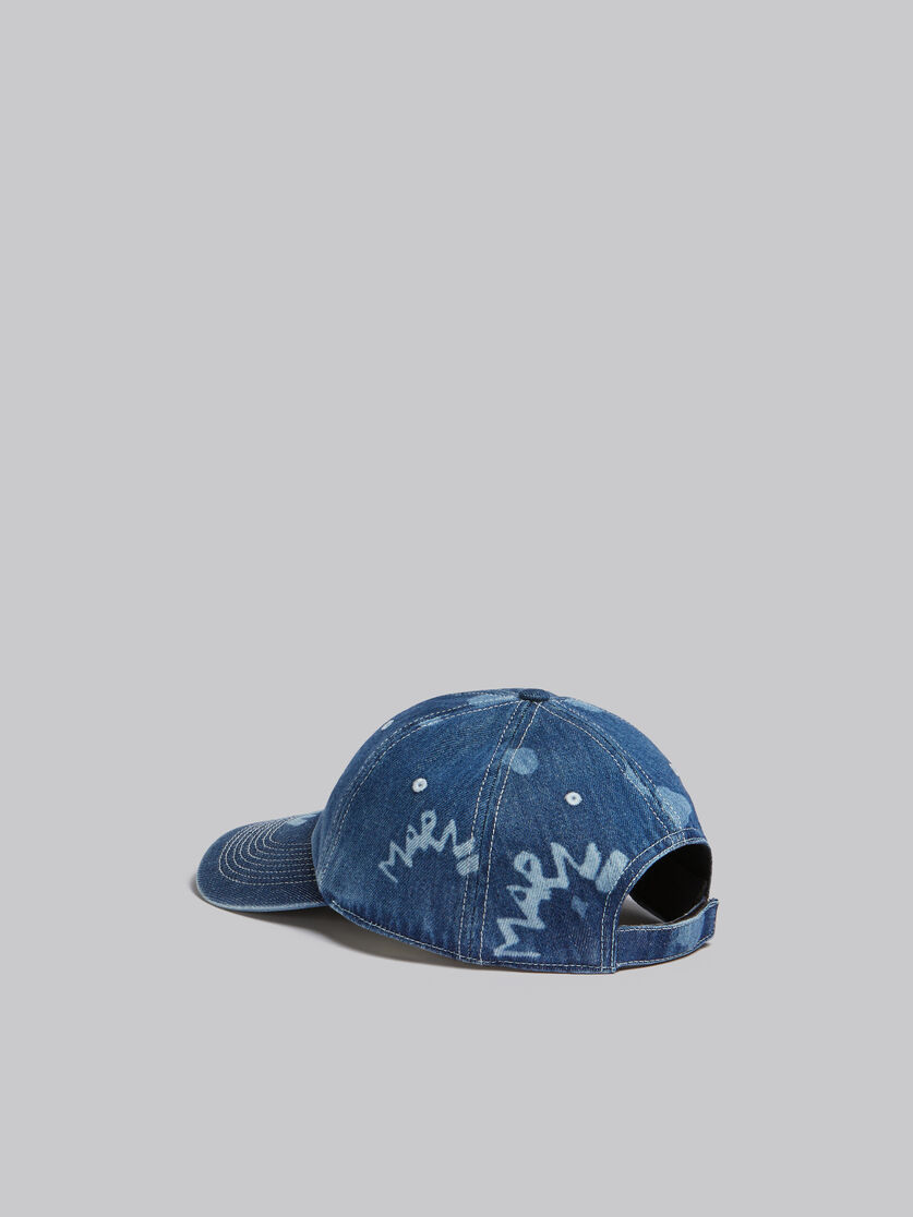 Blue denim Marni Dripping Marni | baseball print cap with